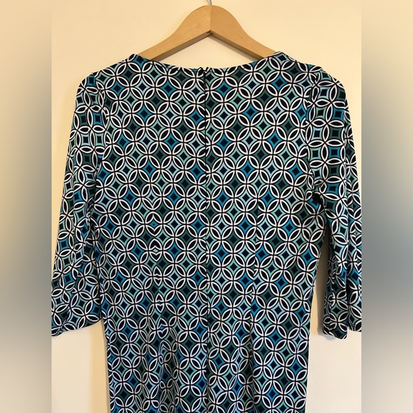 Ann Taylor LOFT Women Shift Dress 6 Blue Beads Preppy Casual Mandala Work Modest - Picture 10 of 17